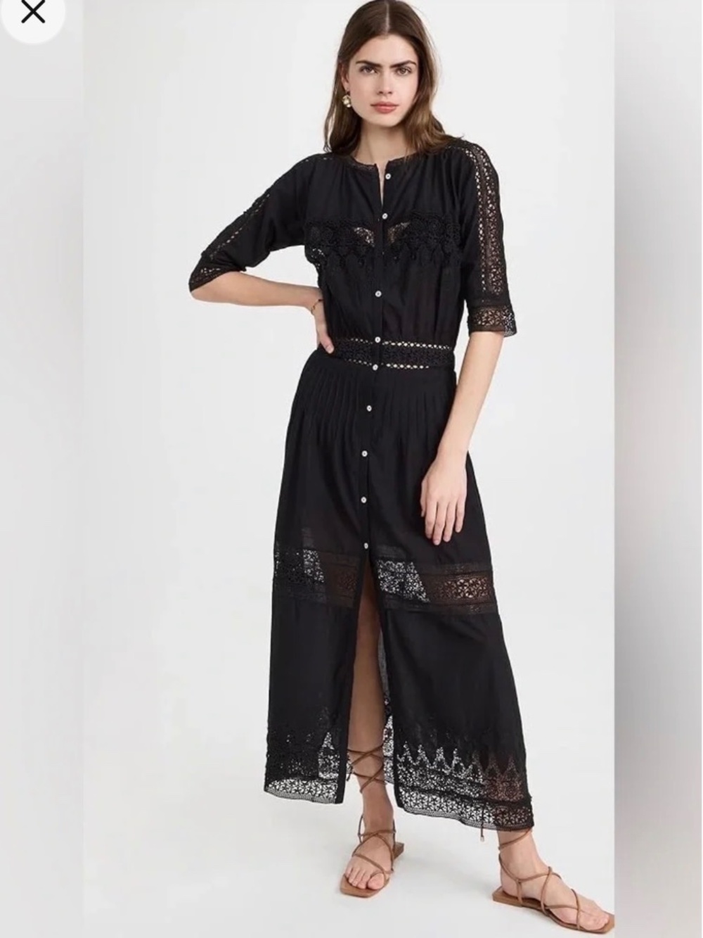 LoveShackFancy Beth Dress in Black